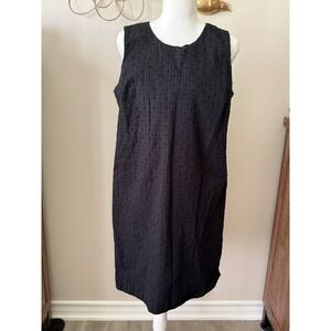 GAP Black Eyelet Shift Dress Women's Large Sleeveless Cotton Lined Mini Dress
